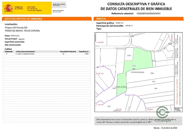 Finca agrícola de 6682 ha en alquiler en La coruña