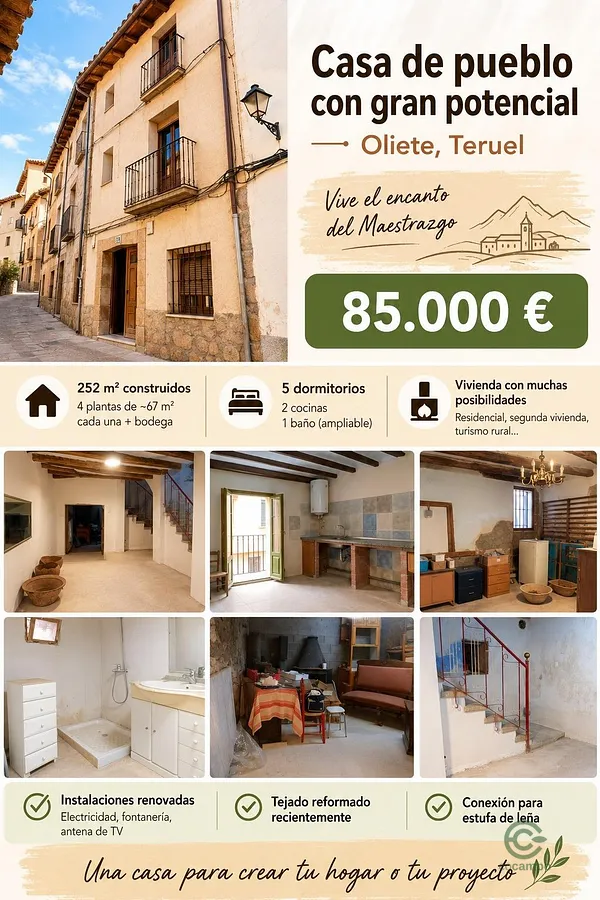 Casa de 0,0252 ha en venta en Oliete, Teruel