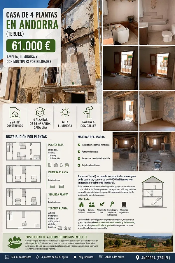 Casa de 0,0224 ha en venta en Andorra, Teruel