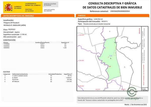 Finca rústica de 324 ha en venta en Jaén