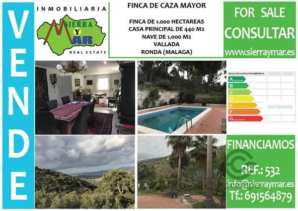 Finca rústica de 1000 ha en venta en Cádiz
