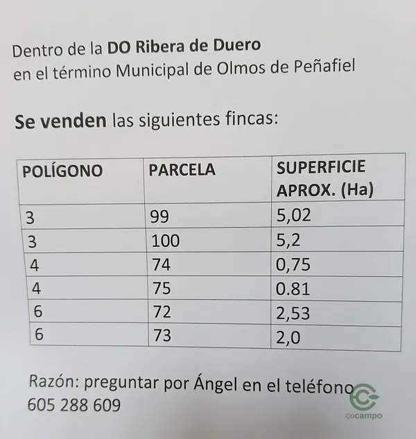 Finca agrícola de 16 ha en venta en Valladolid